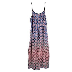 VINCE CAMUTO Sleeveless Med Maxi Lined Sundress Valencia Tile Boho Casual Beach
